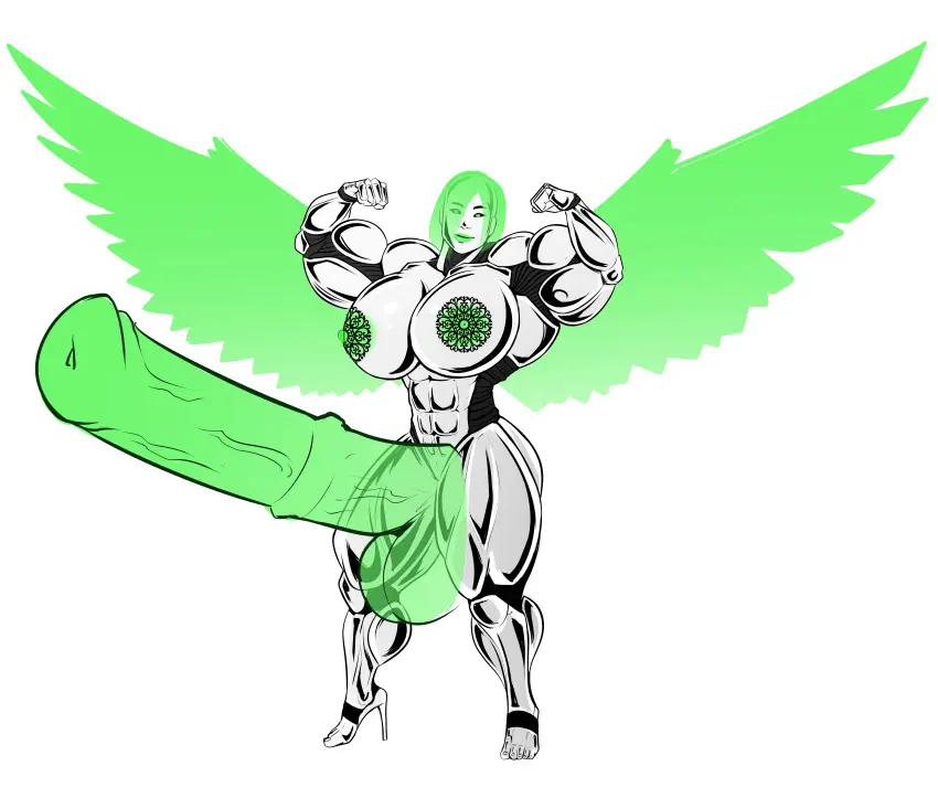 Image breasts,female,nipples,solo,standing,nude,penis,1futa,erection,futanari,humanoid,intersex,muscular,areolae,tattoo,balls,angel_wings,wings,hyper_breasts,green_eyes,angel,futa_only,green_hair,high_heels,hyper_balls,hyper_penis,hyper_testicles,green_areola,green_nipples,abs,animal_genitalia,horsecock,hyper,hyper_genitalia,muscles,metallic_body,robot,robot_girl,robot_humanoid,green_penis,muscular_arms,horsecock_futa,muscular_futa,muscular_thighs,horse_penis,green_hair_female,robot_joints,animal_genitalia_on_humanoid,horsecock_on_humanoid,robotic_arm,extreme_muscles,green_lipstick,synthetic,becsantus,green_lips,translucent_penis,mechanonim,robotic_angel,translucent_wings,holographic_penis,metal_body,decoration,skin_pattern,green_wings,chrome_body,green_areolae,silver_body,tattooed_breast,holographic_wings