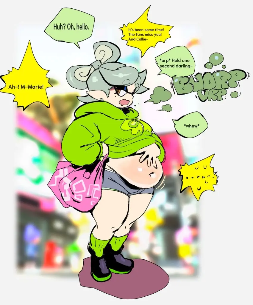 Image 1girls,female,belly,big_belly,nintendo,dialogue,english_text,chubby,chubby_female,2024,splatoon,speech_bubble,fat_fetish,marie_(splatoon),inkling,large_belly,weight_gain,belly_overhang,belch,exposed_fat_belly,weight_gain_drive,belching,pot_belly,fapolantern