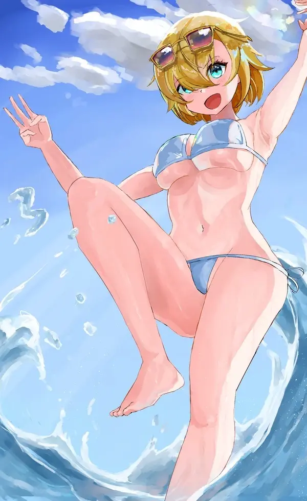 Image female,female_only,bikini,water,tagme,revealing_clothes,swimwear,guardian_tales,future_princess_(guardian_tales),www1_(artist)