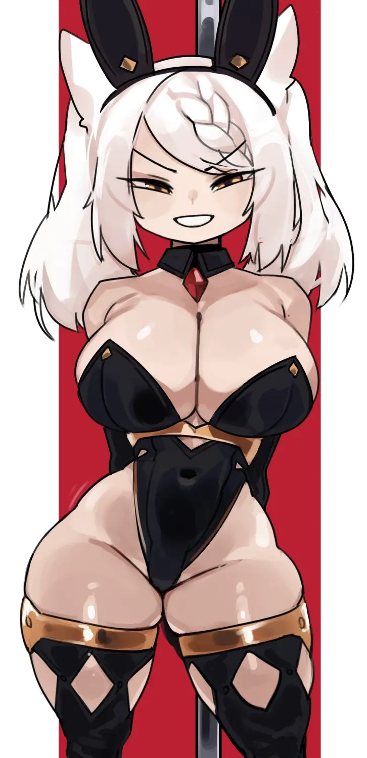 Image 1girls,breasts,female,hi_res,light-skinned_female,light_skin,long_hair,simple_background,animal_ears,yellow_eyes,thick_thighs,wide_hips,huge_breasts,kemonomimi,bunny_ears,bunny_girl,skindentation,bunnysuit,shortstack,leotard,highleg_leotard,naughty_face,thigh_squish,granblue_fantasy,rabbit_hole_(vocaloid),cygames,rabbit_hole_(deco*27/caststation),zanamaoria,fraux