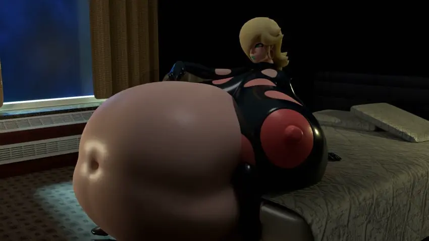 Image breasts,female,blue_eyes,earrings,huge_belly,huge_breasts,blonde_hair,mario_(series),nintendo,3d,blender,bedroom,3d_(artwork),sitting_on_bed,vore,ripped_clothing,latex_suit,super_mario_galaxy,princess_rosalina,light_blue_lipstick,squidly,ripped_suit