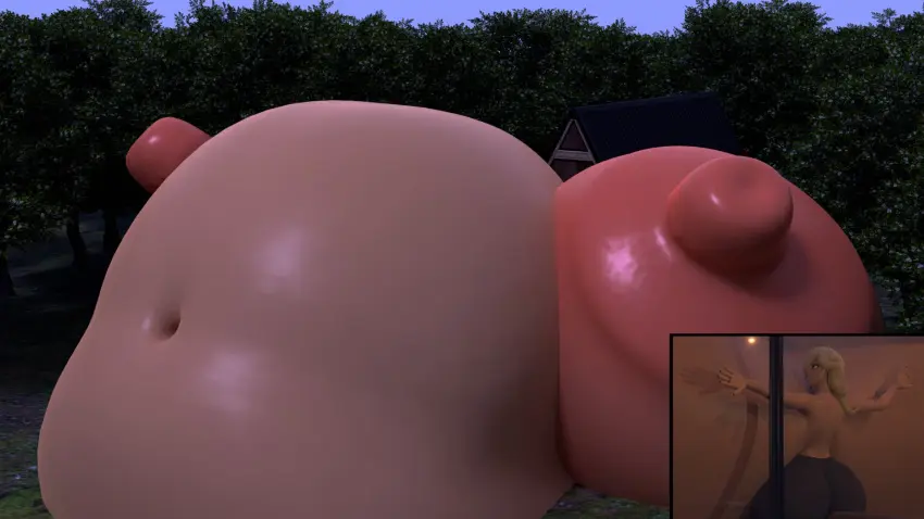 Image breasts,female,blue_eyes,blonde_hair,mario_(series),nintendo,3d,blender,3d_(artwork),forest,giant_breasts,black_nails,breast_expansion,against_glass,belly_expansion,super_mario_galaxy,princess_rosalina,black_leggings,giant_belly,light_blue_lipstick,squidly,cabin