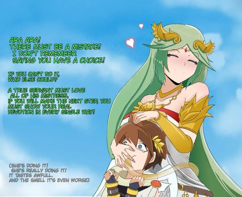 Image female,fart,kid_icarus,kid_icarus_uprising,palutena,fart_fetish,farting_in_mouth,farting,pit,pit_(kid_icarus),fart_torture,tube_in_mouth,tube_in_ass,tube_gag,nude_mind