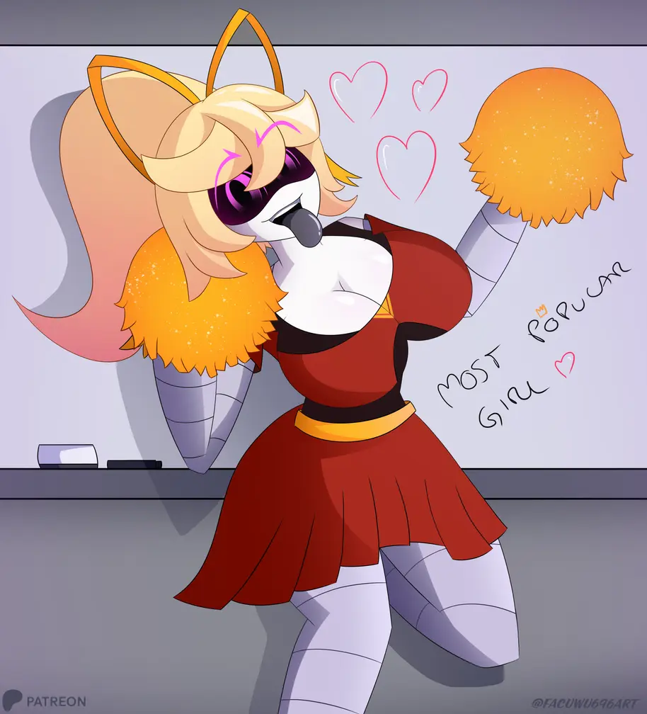 Image 1girls,big_breasts,bow,breasts,clothed,clothing,female,female_only,large_breasts,solo,tongue_out,tongue,big_ass,cleavage,blonde_hair,pink_eyes,schoolgirl,public,skirt,heart,2024,teasing,school,classroom,robot,robot_girl,robot_humanoid,boob_window,casual,casual_nudity,cheerleader,cheerleader_uniform,public_nudity,murder_drones,pom_poms,glitch_productions,worker_drone,lizzy_(murder_drones),facuwu696art