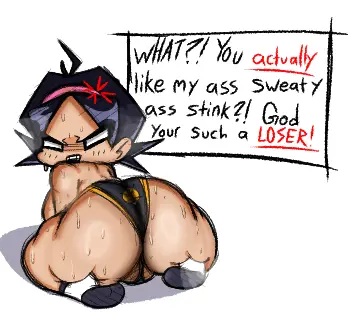 Image female,looking_at_viewer,white_background,sweat,panties,ass,big_ass,big_butt,huge_ass,huge_butt,looking_back,smelly_ass,sweaty_butt,fat_ass,naked,socks,sweatdrop,dialogue,ass_focus,naked_female,angry_face,dialog,sweating,sweaty_body,asian,asian_female,annoyed,degradation,annoyed_expression,musk,musk_clouds,no_pupils,fnf,friday_night_funkin,newgrounds,smelly,sweaty_ass,musky,nene_(newgrounds),pico's_school,smolzd