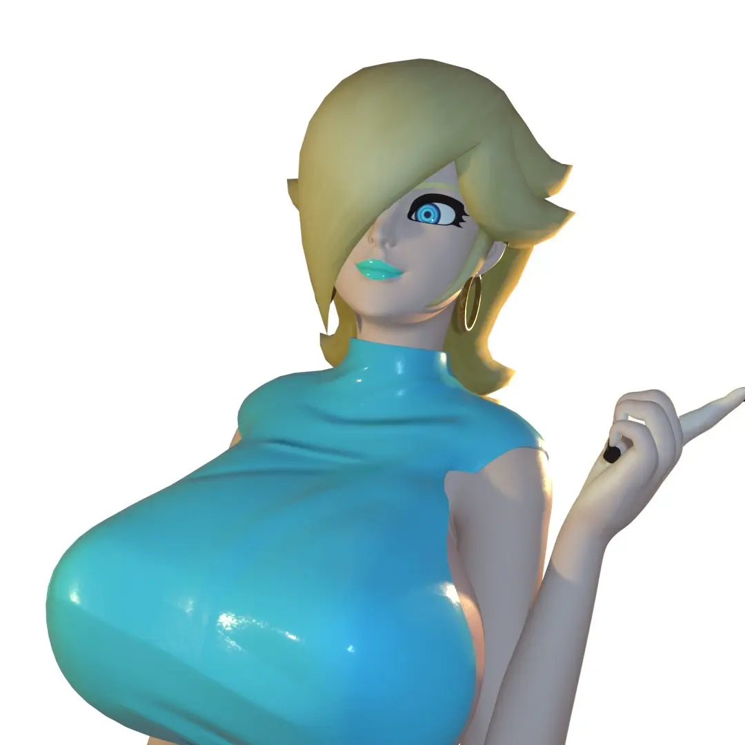 Image big_breasts,breasts,clothed,female,white_background,blue_eyes,earrings,blonde_hair,mario_(series),nintendo,3d,blender,bimbo,3d_(artwork),black_nails,pointing,super_mario_galaxy,princess_rosalina,light_blue_lipstick,squidly
