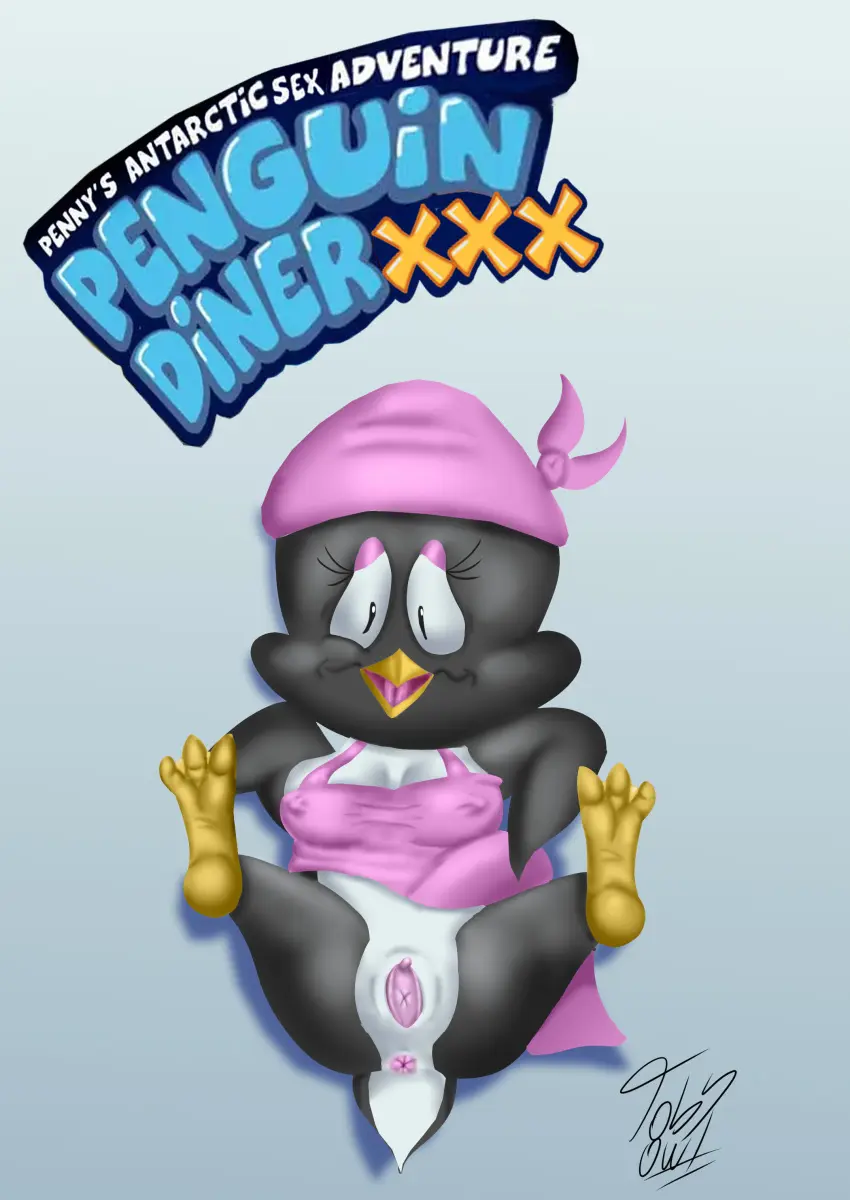 Image female,solo,pussy,vagina,anthro,artist_request,waitress,nipples_visible_through_clothing,avian,avian_feet,anus_peek,penguin,video_game_character,apron_only,yellow_feet,pink_apron,waitress_uniform,penguin_tail,looking_down_at_genitalia,penguin_girl,penny_(penguin_diner)