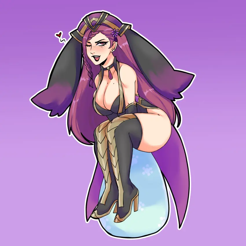 Image 1girls,breasts,female,female_only,large_breasts,long_hair,smile,solo,very_long_hair,elbow_gloves,gloves,choker,thick_thighs,thighs,bare_shoulders,bare_thighs,cleavage,collarbone,shoulders,one_eye_closed,sitting,mole,mole_on_breast,purple_eyes,bunny_ears,bunny_girl,purple_hair,nintendo,braid,high_heels,official_alternate_costume,alternate_costume,fire_emblem,lipstick,fire_emblem_heroes,bunnysuit,boots,black_lips,black_lipstick,beauty_mark,egg,easter,thigh_boots,loki_(fire_emblem),;d,bluueygooey