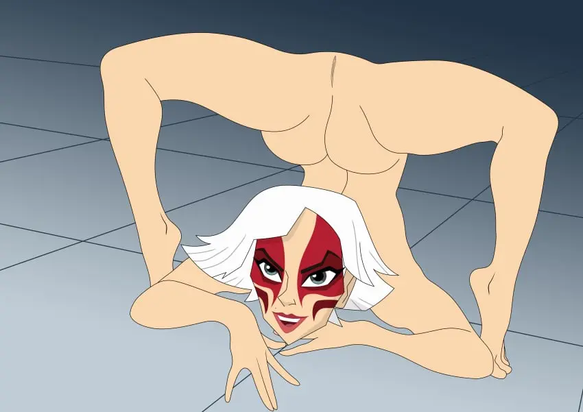 Image 1girls,female,looking_at_viewer,white_hair,nude,short_hair,self_upload,marvel,marvel_comics,facepaint,flexible,big_hero_6,mehefin013,big_hero_6:_the_series,sirque_(big_hero_6)