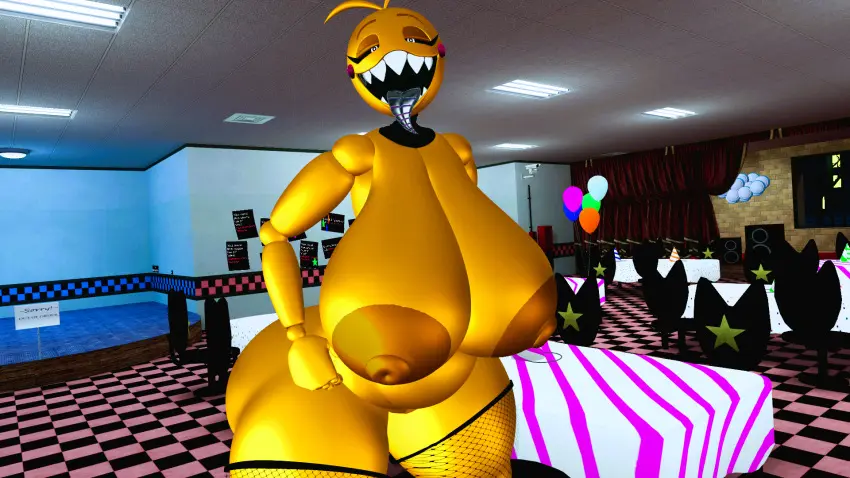 Image big_breasts,breasts,female,looking_at_viewer,nipples,solo,tongue_out,tongue,colored,color,round_breasts,looking_pleasured,3d,taller_girl,five_nights_at_freddy's,taller_female,five_nights_at_freddy's_2,toy_chica_(fnaf),tall_female,tall,vrchat,vrchat_avatar,vrchat_media,vrchat_model,vr_media,vr,toy_chica_(cyanu),bellavr