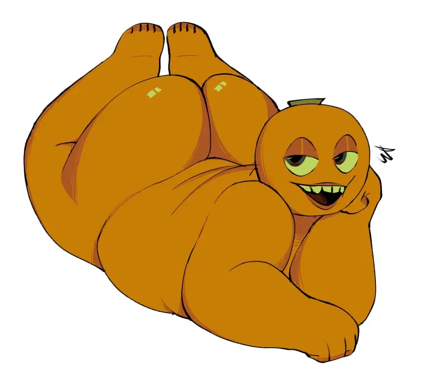 Image hi_res,highres,looking_at_viewer,solo,white_background,1boy,male,ass,big_ass,humanoid,watermark,male_only,anthro,fat_ass,tagme,pose,orange_body,laying_down,overweight,kappi0,loaltoff,fruit,orange,annoying_orange,orange_(annoying_orange)
