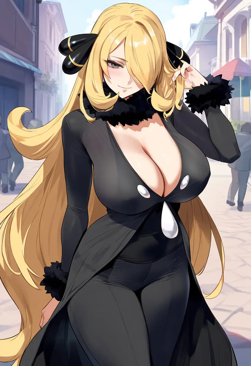 Image 1girls,big_breasts,blush,breasts,clothed,clothing,female,female_only,hi_res,large_breasts,light-skinned_female,light_skin,long_hair,looking_at_viewer,solo,pokemon,female_focus,thick_thighs,ai_generated,color,solo_female,tagme,blonde_hair,nintendo,cynthia_(pokemon),pokemon_champion,game_freak,pokemon_dppt,flamingpassion,pokemon_trainer