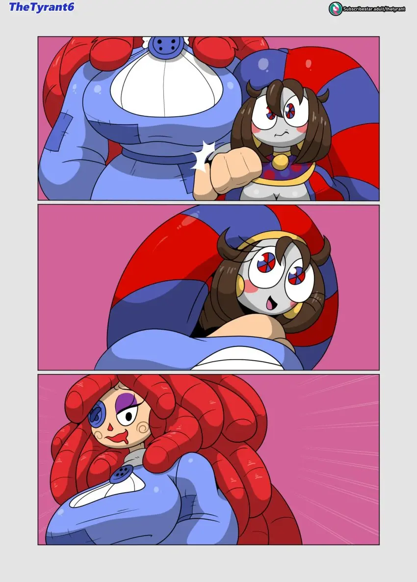Image 1girls,breasts,clothed,clothing,female,light_skin,standing,red_hair,white_skin,1futa,duo,futanari,intersex,light-skinned_futa,drooling,huge_breasts,dress,comic,fully_clothed,unaware,pomni,pomni_(the_amazing_digital_circus),ragatha_(the_amazing_digital_circus),the_amazing_digital_circus,thetyrant