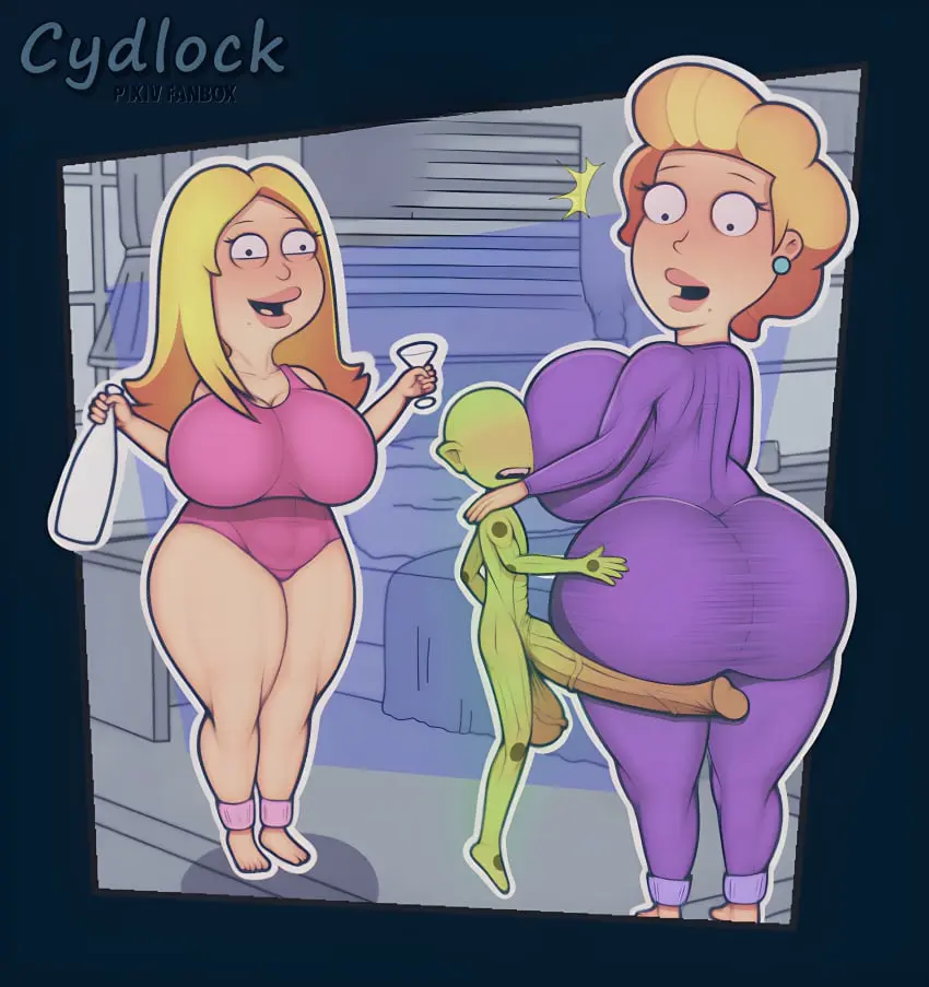 Image big_breasts,breasts,female,male,big_ass,milf,blonde_hair,mother,back_view,blonde_female,alien,eyeless_male,alien_humanoid,american_dad,francine_smith,cydlock,betty_smith