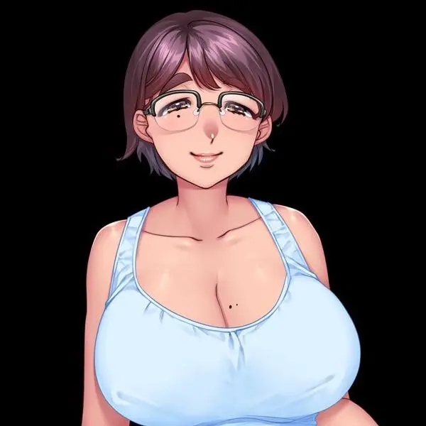 Image breasts,female,female_only,looking_at_viewer,smile,short_hair,female_focus,smiling,smiling_at_viewer,bare_shoulders,glasses,black_background,huge_breasts,half-closed_eyes,mole,mole_on_breast,brown_hair,mature_female,mole_under_eye,upper_body,thick_eyebrows,mature,tank_top,big_lips,game_cg,big_eyebrows,orcsoft,kagachi-sama_o_nagusame_matsurimasu_netorare-mura_midarayoru_hanashi,minamoto