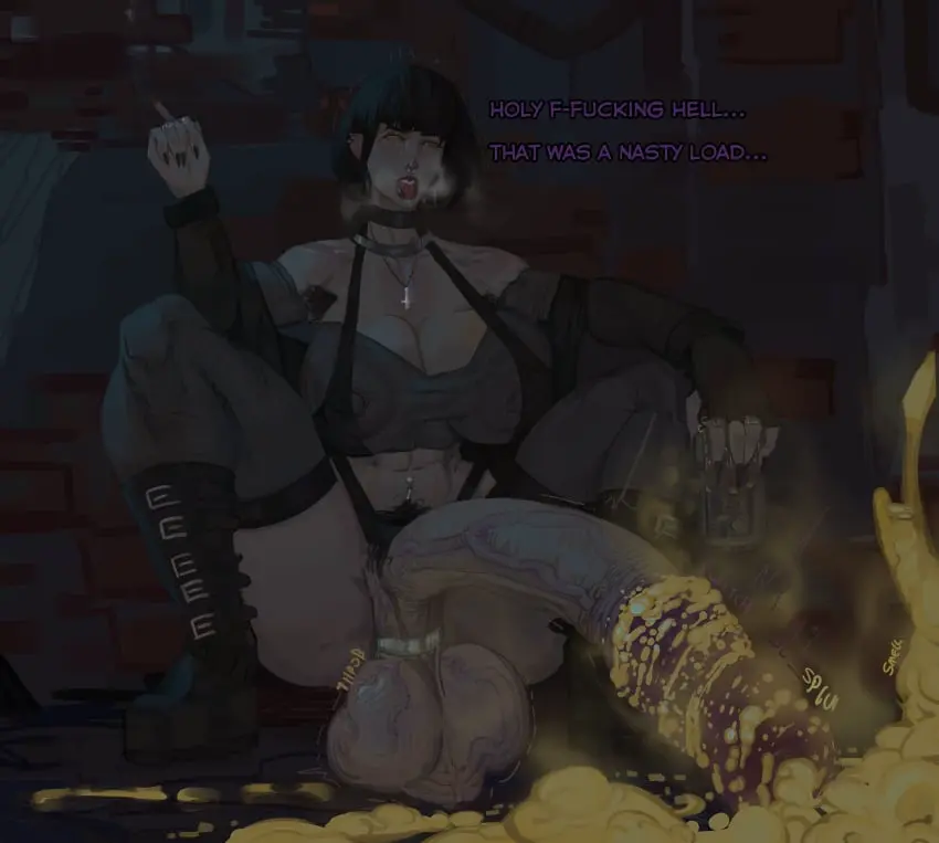 Image big_breasts,breasts,clothed,clothing,hi_res,human,light_skin,open_mouth,solo,black_hair,cum,penis,tongue_out,tongue,big_penis,thick_thighs,1futa,erection,futanari,intersex,areolae,balls,huge_cock,huge_breasts,veiny_penis,piercing,text,green_eyes,ahe_gao,absurd_res,futa_only,pubic_hair,big_balls,dialogue,ear_piercing,bottomless,squatting,english_text,huge_balls,solo_futa,excessive_cum,legwear,2024,big_areola,tears,ahegao,boots,goth,goth_girl,cigarette,cross_necklace,mostly_nude,smoking,piercings,after_orgasm,cock_ring,cross,veiny_balls,veiny_testicles,cum_on_floor,balls_clench,smegma,thick_cum,goth_futa,upside_down_cross,excessive_smegma,disgusting_cum,zyldark,smegmafied_cum,fumes