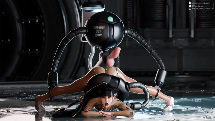 Image 1girls,female,black_hair,cum,cum_in_mouth,pussy,tongue_out,watermark,solo_focus,cum_in_pussy,censored,after_sex,alternate_version_available,mosaic_censoring,3d,humiliation,dildo,legs_apart,bodysuit,eve_(stellar_blade),stellar_blade,fucked_silly,degradation_text,semen,eyes_wide_open,restraints,robot,child_bearing_hips,jack-o_pose,torn_legwear,shiny_clothes,text_on_clothing,skin_suit_(stellar_blade),climaxing,miamikawai