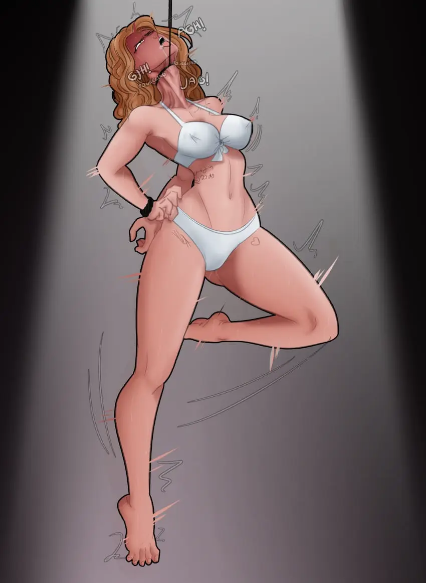 Image 1girls,big_breasts,blush,breasts,female,solo,blue_eyes,sweat,belly,saliva,heels,tight_clothing,hanging_breasts,defeated,squeezing,big_thighs,asphyxiation,bondage,imminent_death,sweating,red_skin,rope,defeat,rope_bondage,squeeze,suit,tight_clothes,tights,neck_grab,pain,noose,red_face,execution,fetish,hanged,shine,rose_hair,red_suit,air_dancing,soul_hunter,suffocate,tight_collar