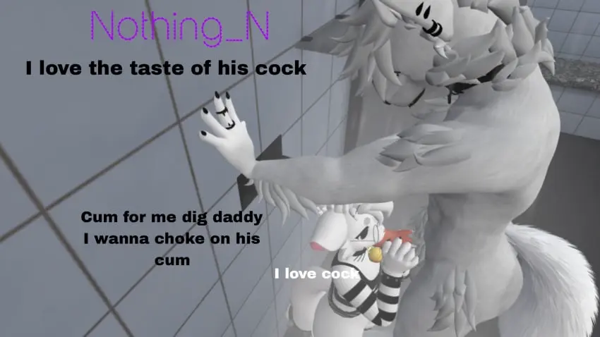 Image white_hair,male,2boys,male/male,male_only,anthro,gay_sex,3d,wolf,shower,harness,vrchat,mayu_(vrchat),mayu_species,nothing_n
