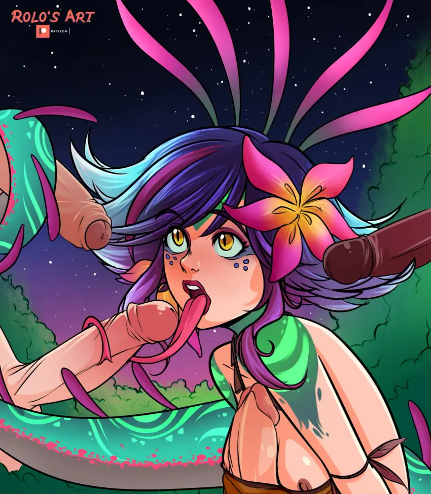 Image female,oral,penis,tagme,paizuri,multiple_penises,league_of_legends,riot_games,neeko,tonguejob,blowbang,rolo's_art