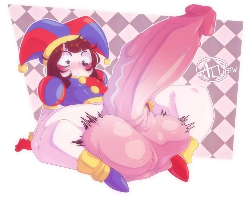 Image blush,breasts,clothed,clothing,solo,penis,short_hair,big_penis,1futa,erection,futanari,humanoid,humanoid_penis,intersex,balls,huge_cock,sitting,futa_only,brown_hair,bottomless,partially_clothed,hyper_penis,small_but_hung,flat_chest,hyper,pomni_(the_amazing_digital_circus),the_amazing_digital_circus,altnsfw