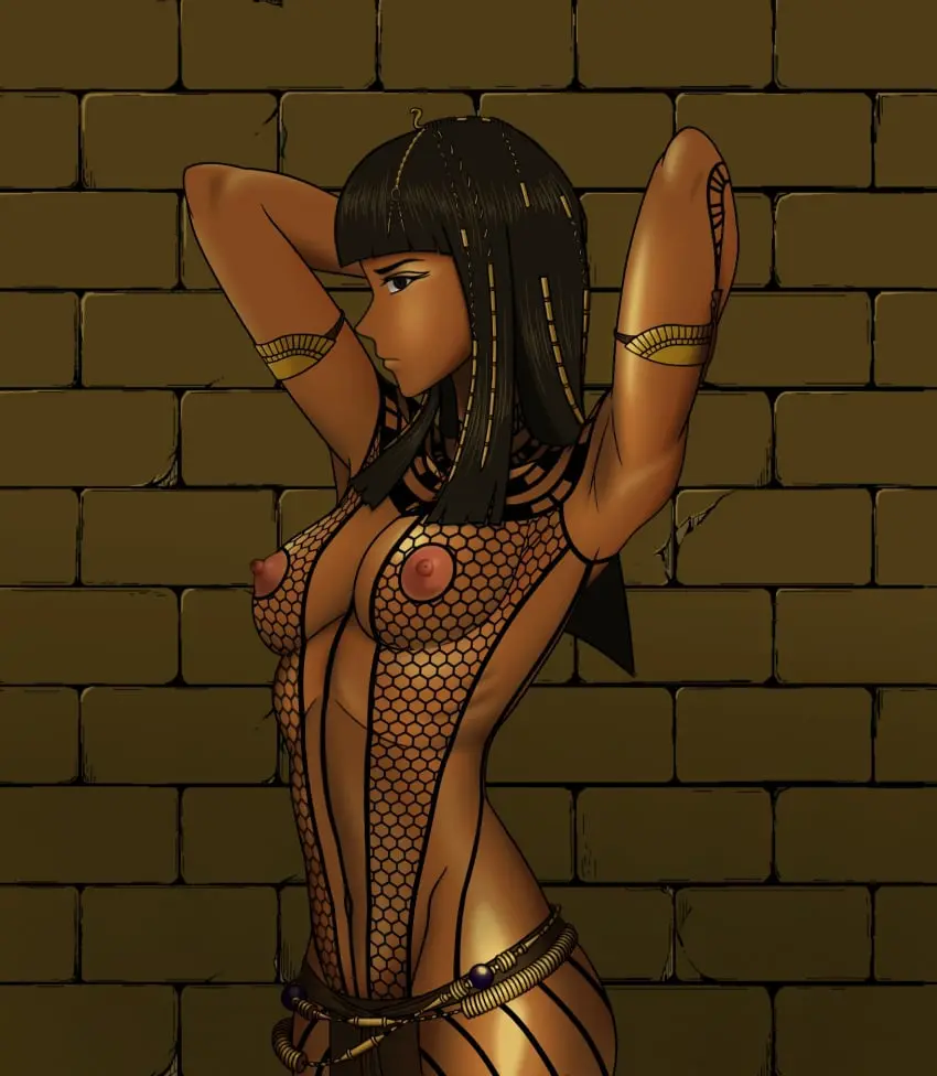 Image 1girls,female,looking_at_viewer,nipples,blunt_bangs,armpits,arms_behind_head,dark-skinned_female,makeup,fishnets,egyptian,universal_studios,universal_pictures,anck-su-namun,darkking,the_mummy_(1999),the_mummy_(franchise)