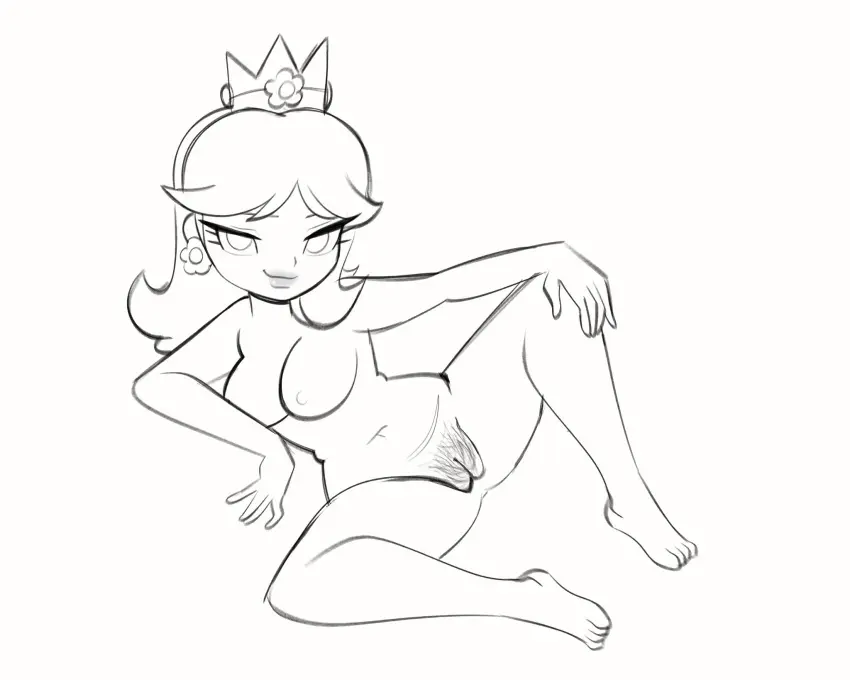 Image 1girls,breasts,female,nude,pussy,tagme,mario_(series),princess_daisy,monochrome,px_nicolas