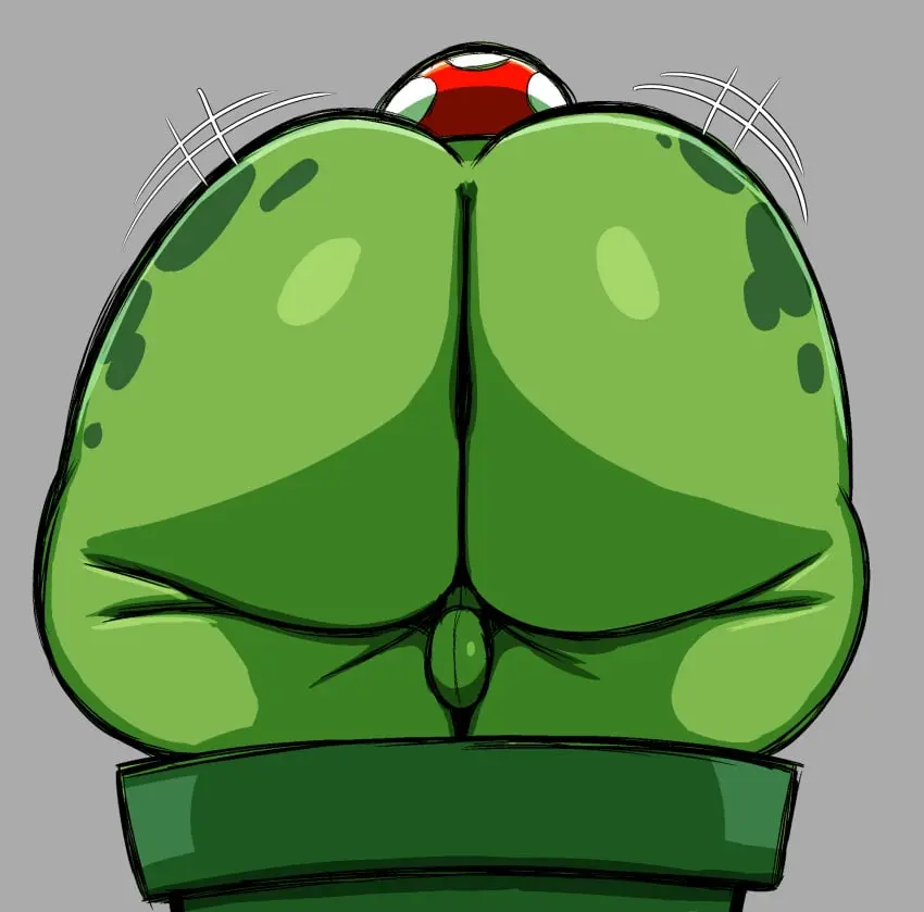 Image simple_background,solo,1boy,male,tongue_out,tongue,ass,big_ass,bubble_butt,huge_ass,femboy,male_only,balls,fat_ass,thick_ass,mario_(series),bent_over,rear_view,grey_background,large_ass,plant,png,piranha_plant,inuzu,warp_pipe