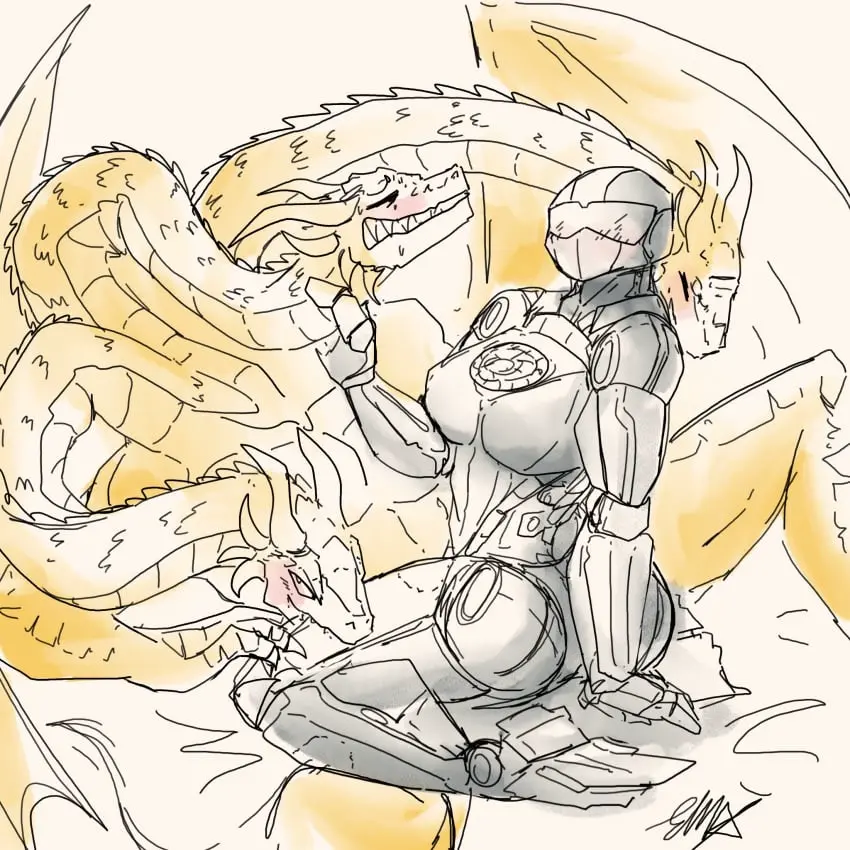 Image female,male,dominant_female,robot_girl,godzilla_(series),monsterverse,king_ghidorah,toho,bottom_male,star-the-skeleton,pacific_rim,ghidorah,gipsy_danger