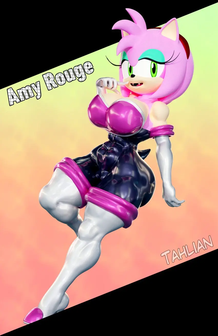 Image big_breasts,breasts,female,elbow_gloves,muscular,pink_hair,anthro,curvy_body,curvy_female,curvy_figure,3d,high_heels,bodysuit,amy_rose,sega,sonic_(series),sonic_the_hedgehog_(series),muscular_female,long_gloves,spandex,spandex_suit,neckline,amy_the_bat,rouge_the_bat_(cosplay),tahlian,curvy_girl