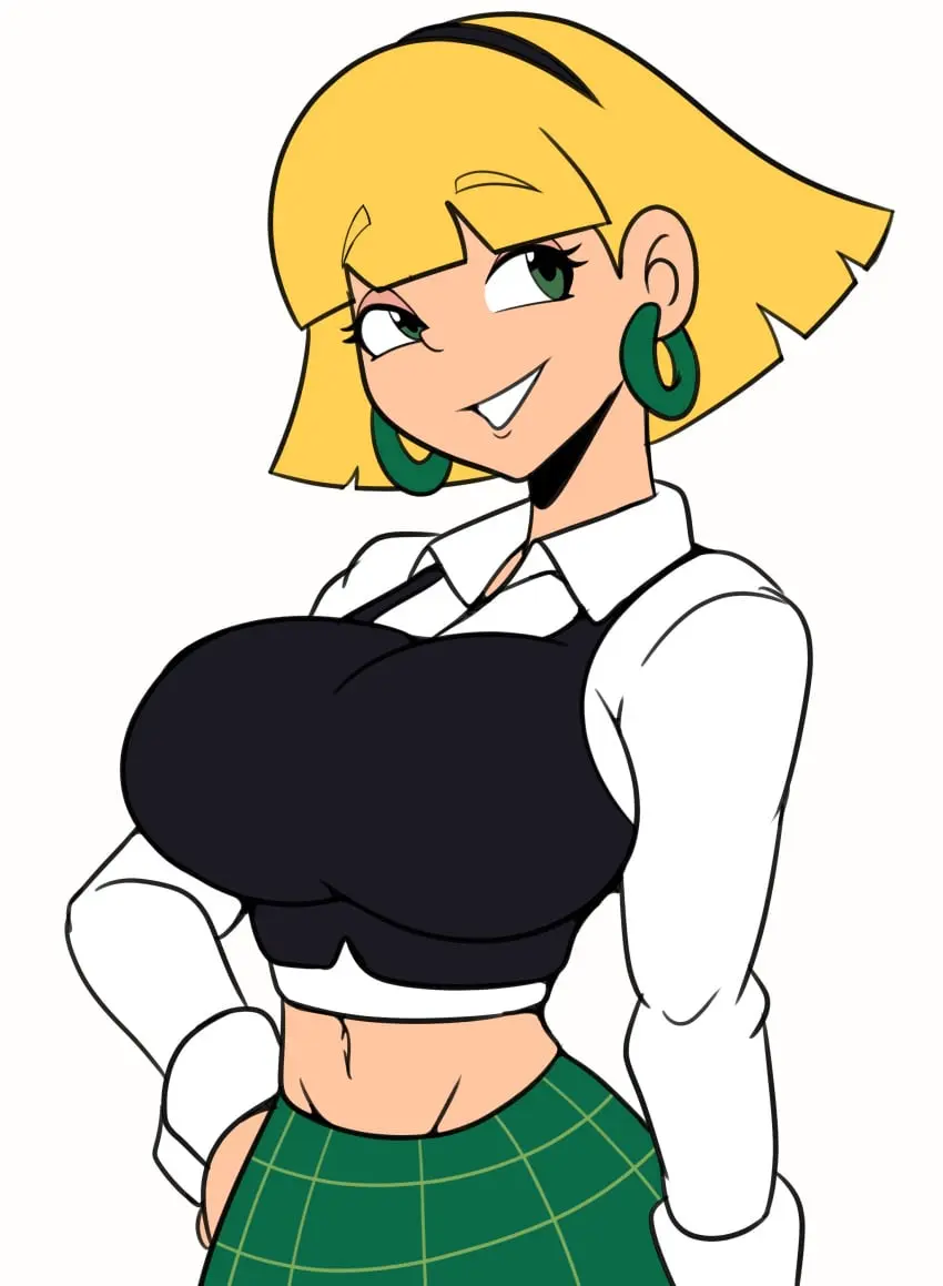 Image 1girls,big_breasts,breasts,female,female_only,hi_res,smile,solo,white_background,navel,short_hair,seductive,seductive_look,seductive_smile,voluptuous,hairband,midriff,huge_breasts,blonde_hair,green_eyes,schoolgirl,parted_lips,school_uniform,busty,pose,posing,hand_on_hip,skirt,makeup,sensual,confident,nickelodeon,iggy-bomb,hey_arnold!,olga_pataki