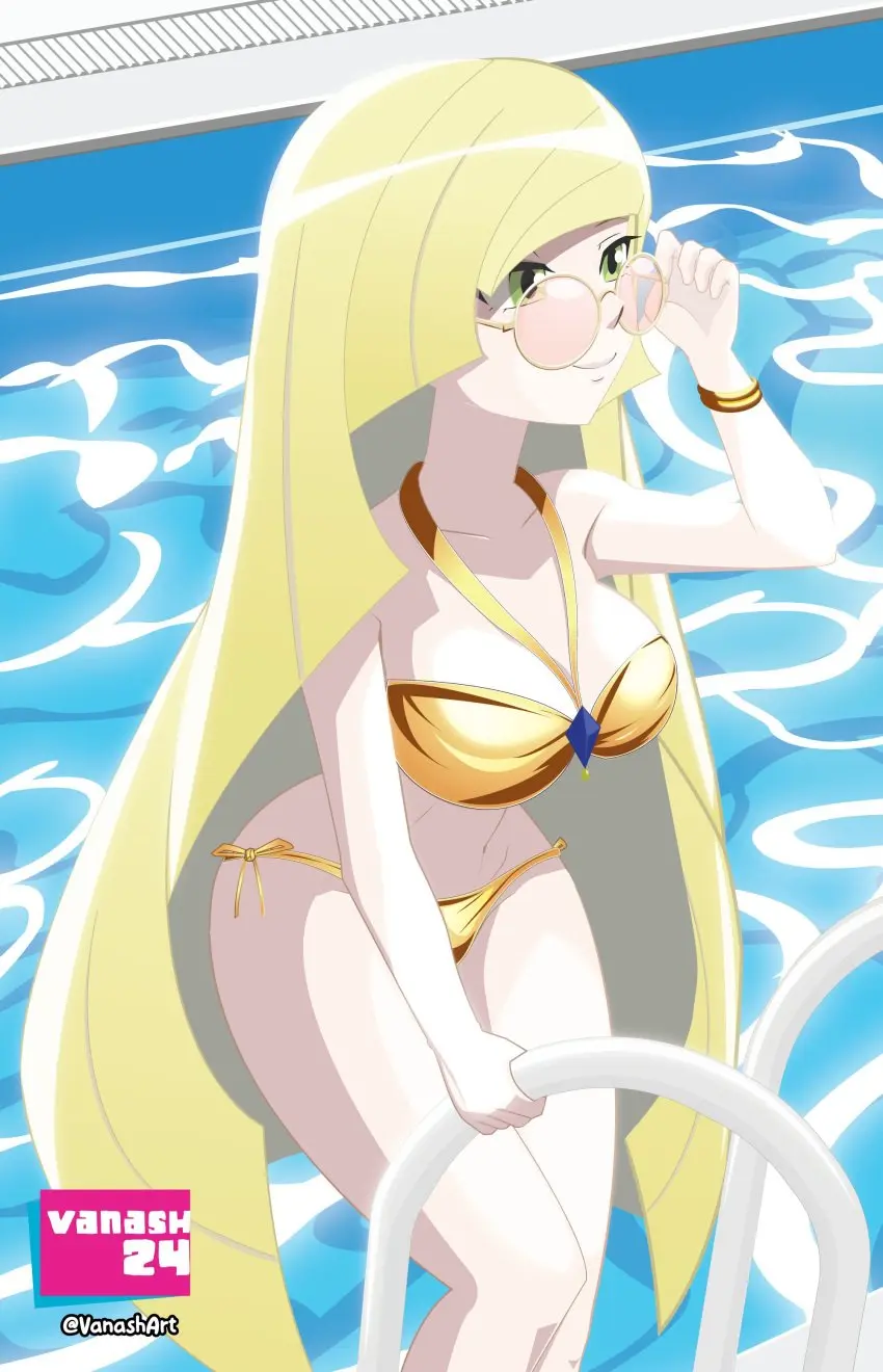 Image 1girls,big_breasts,breasts,female,female_only,long_hair,solo,pokemon,bikini,thighs,milf,water,hips,cleavage,solo_female,eyewear,hair,blonde_hair,green_eyes,mature_female,bikini_top,bracelet,mother,mature,bikini_bottom,pool,swimwear,topwear,armwear,poolside,sunglasses,looking_over_eyewear,looking_over_glasses,looking_over_sunglasses,tinted_eyewear,bottomwear,lusamine_(pokemon),pokemon_sm,game_freak,pink-tinted_eyewear,adjusting_glasses,gold_bikini,adjusting_eyewear,adjusting_sunglasses,valnash