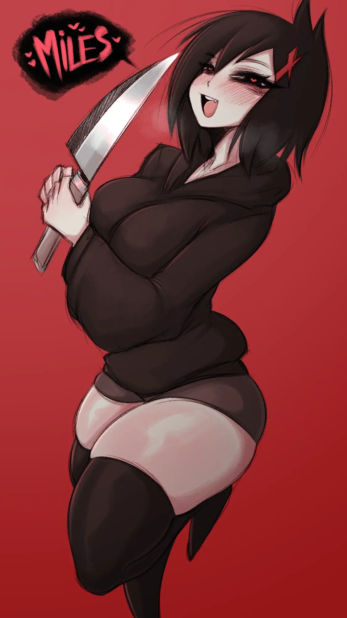 Image 1girls,blush,breasts,clothed,female,female_only,light-skinned_female,light_skin,looking_at_viewer,solo,black_hair,heart-shaped_pupils,female_focus,thick_thighs,thighs,clothed_female,solo_female,solo_focus,aged_up,asian,asian_female,weapon,marvel,marvel_comics,blushing,crazy_eyes,yandere,knife,kneesocks,saltyxodium,spider-man:_across_the_spider-verse,spider-man:_into_the_spider-verse,peni_parker