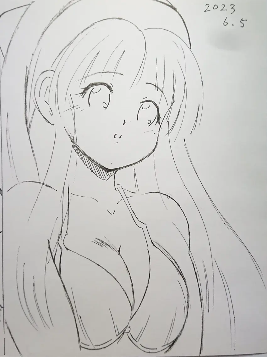 Image 1girls,big_breasts,breasts,female,female_only,highres,large_breasts,long_hair,looking_at_viewer,open_mouth,solo,bikini,voluptuous,cleavage,eyebrows_visible_through_hair,swimsuit,hair_ribbon,busty,samurai_shodown,monochrome,ribbon,sketch,dated,king_of_fighters,traditional_media_(artwork),snk,traditional_media,nakoruru