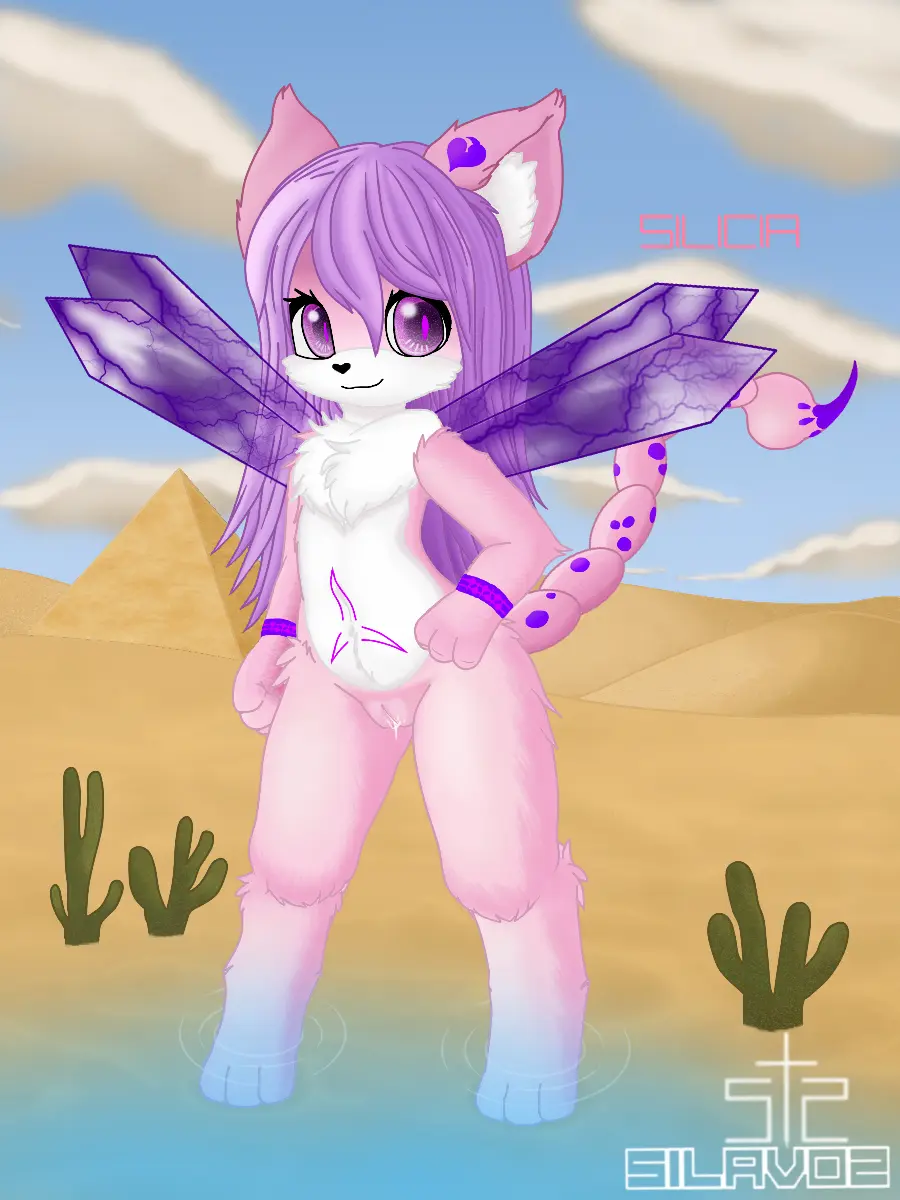 Image female,hi_res,long_hair,smile,solo,standing,cum,pussy,watermark,grin,hair,wings,anthro,cum_in_pussy,cum_inside,purple_eyes,purple_hair,genital_fluids,bodily_fluids,canid,canine,fur,genitals,mammal,arthropod,feline,white_body,fox,white_fur,pink_body,felid,pink_fur,chimera,innie_pussy,arachnid,desert,scorpion,scorpion_tail,holding_hips,silavos,symbol_on_belly