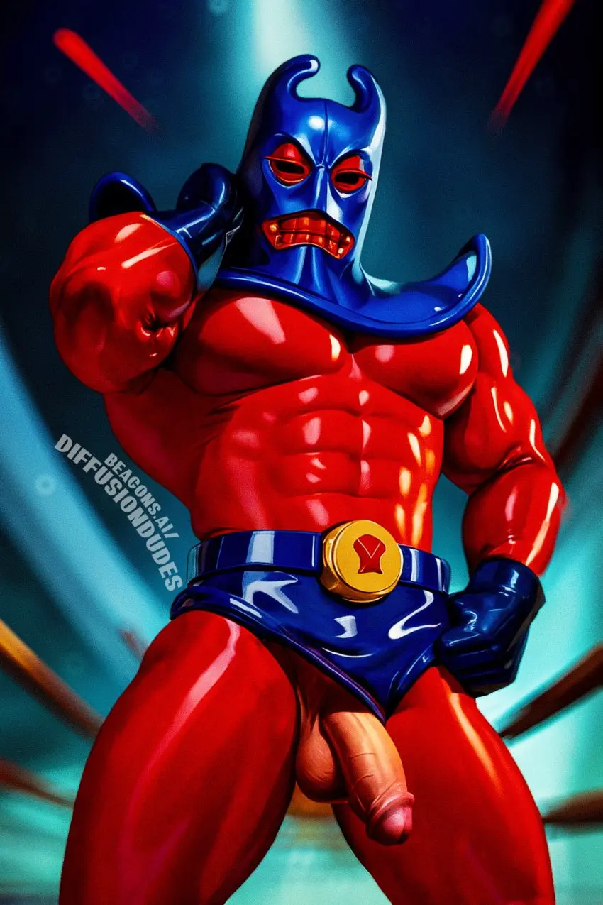 Image clothed,hi_res,highres,looking_at_viewer,mostly_clothed,smooth_skin,solo,1boy,gloves,male,penis,faceless_male,humanoid,muscular,muscular_male,watermark,ai_generated,male_only,artist_name,solo_focus,balls,testicles,gay,dick,flaccid,flaccid_penis,pecs,latex,tight_clothing,belt,male_focus,pectorals,url,scrotum,mask,clothed_male,nickelodeon,penis_out,latex_suit,rubber,rubber_suit,masked_male,antennae,spongebob_squarepants,diffusiondudes,penis_out_of_pants,man_ray