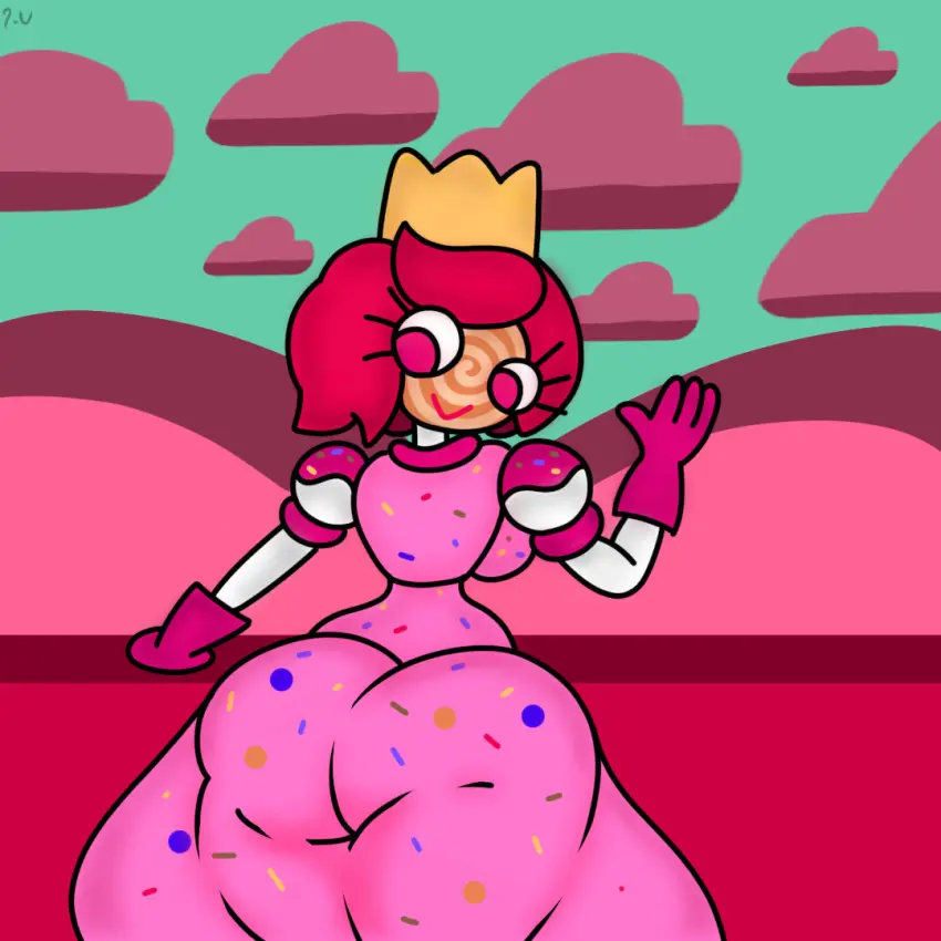Image big_ass,pink_hair,pink_eyes,back_view,the_amazing_digital_circus,candy,princess_loolilalu