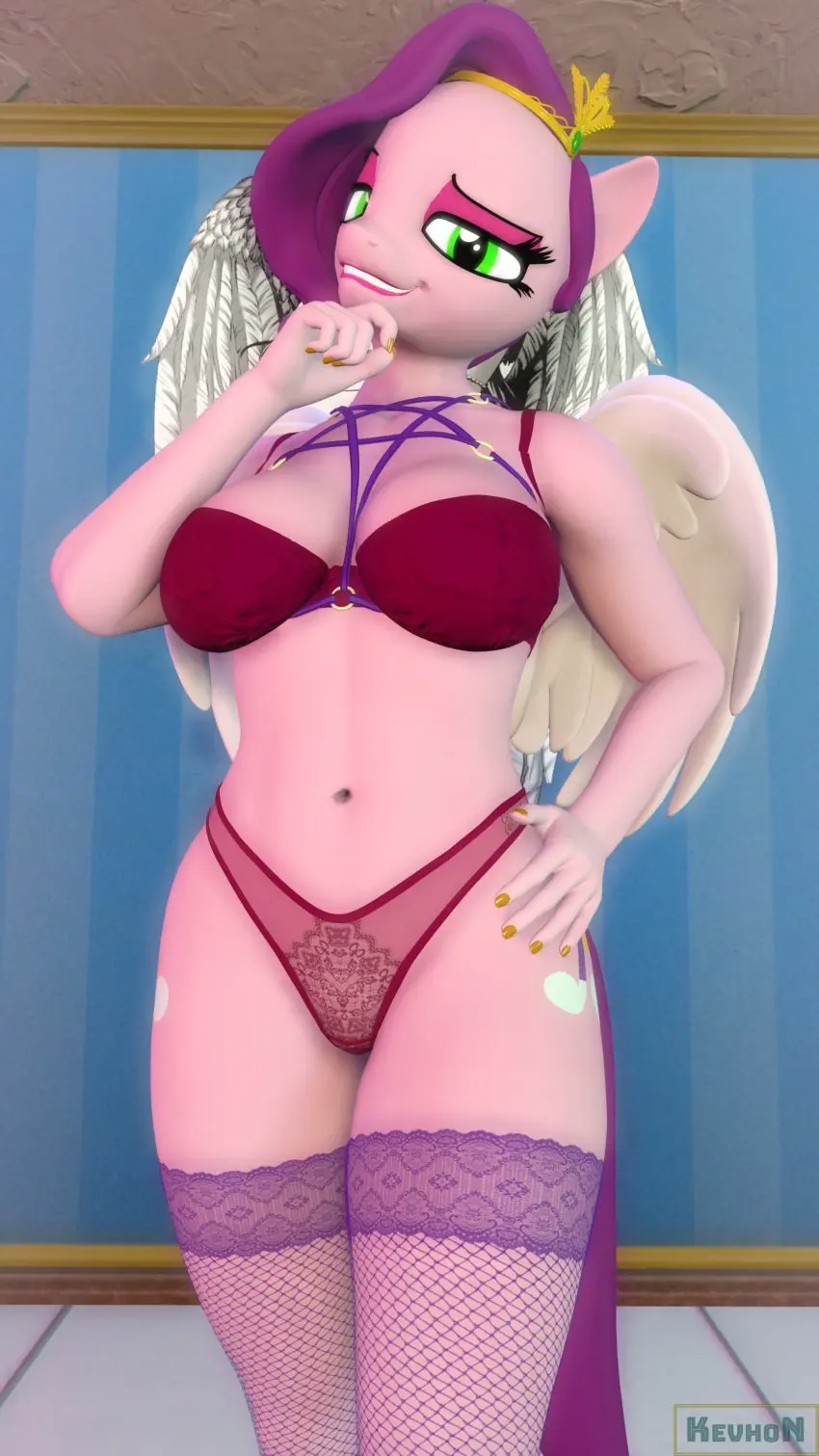 Image female,looking_at_viewer,solo,bra,panties,grin,lingerie,solo_female,anthro,nail_polish,stockings,hand_on_hip,3d,netflix,eyeshadow,lipstick,my_little_pony,pegasus,crown,suggestive,source_filmmaker,mlp_g5,pipp_petals_(mlp),my_little_pony:_a_new_generation,kevhon