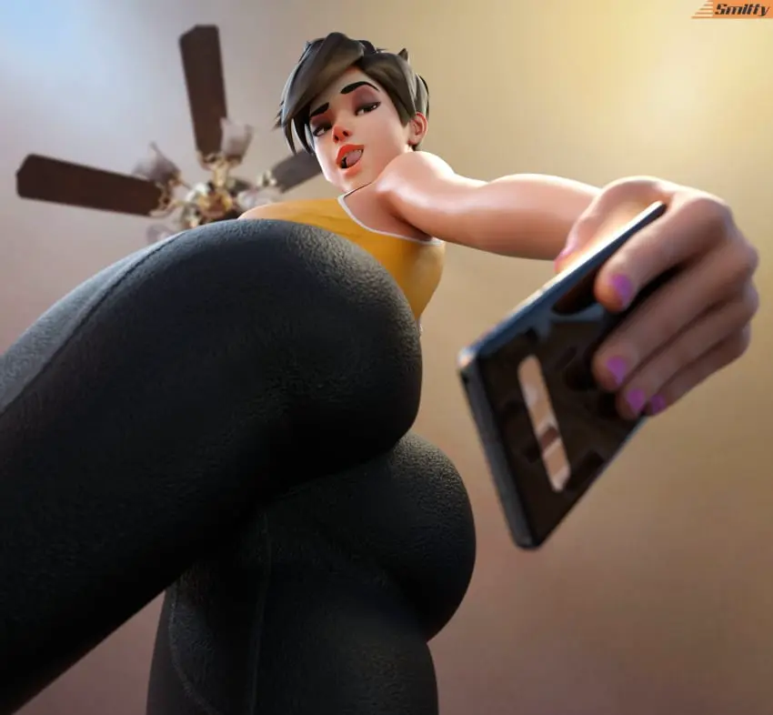 Image 1girls,big_breasts,breasts,female,female_only,light-skinned_female,light_skin,shirt,solo,ass,big_ass,huge_ass,thick_thighs,digital_media_(artwork),fat_ass,3d,low-angle_view,sleeveless,selfie,eyeshadow,large_ass,fully_clothed,activision,painted_nails,pink_nails,phone,smartphone,overwatch,overwatch_2,blizzard_entertainment,tracer,leggings,viewed_from_below,full_color,no_penetration,lena_oxton,taking_picture,smitty34,licking_own_lips