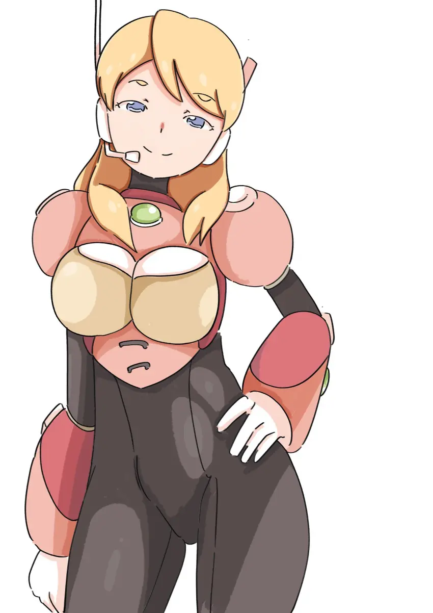 Image 1girls,breasts,female,highres,large_breasts,looking_at_viewer,smile,solo,blue_eyes,gloves,seductive,seductive_look,seductive_smile,thighs,blonde_hair,legs,half-closed_eyes,pose,posing,medium_hair,hand_on_hip,bodysuit,sensual,armor,capcom,confident,mega_man,mega_man_x,alia,vatsha