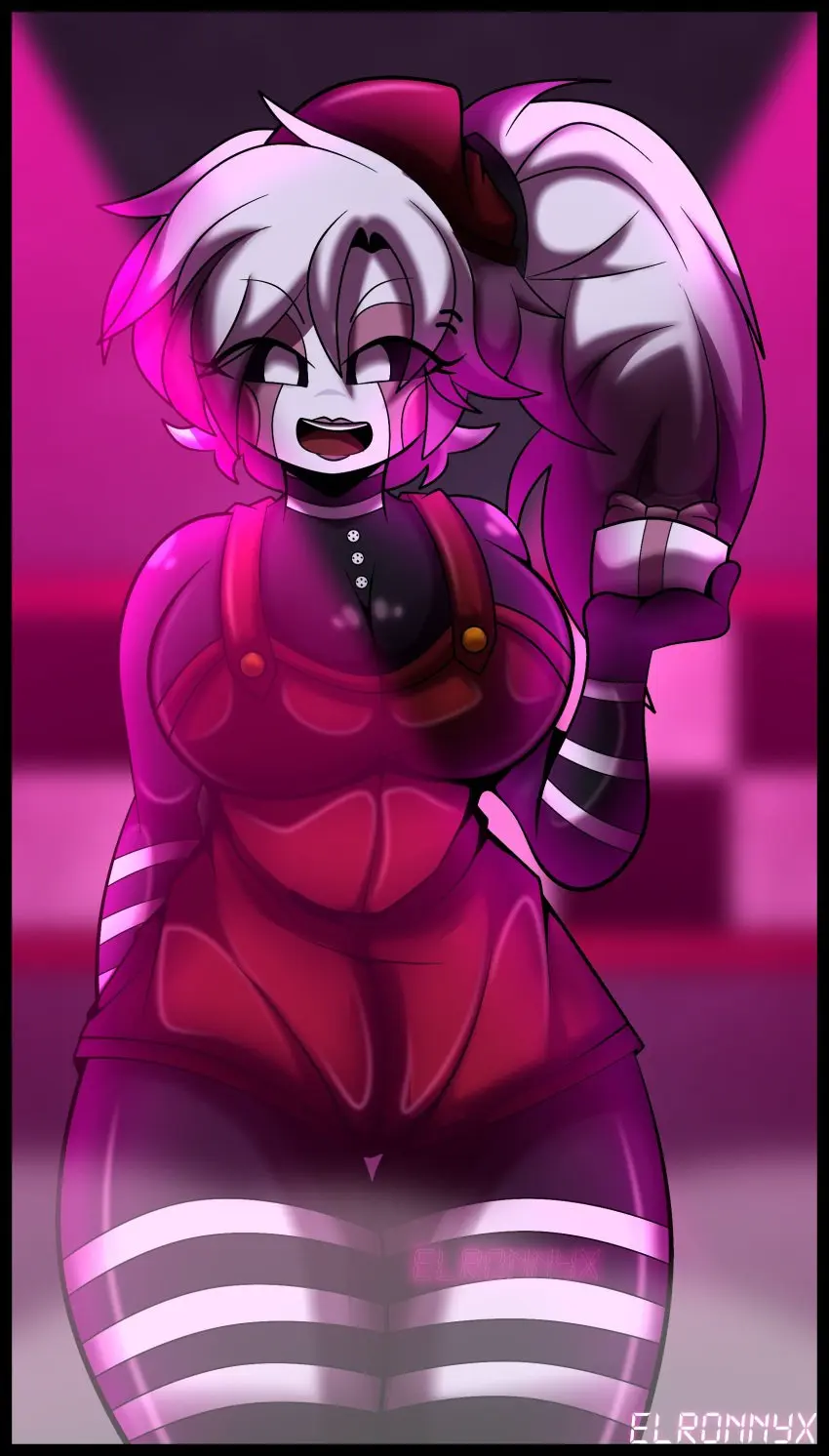 Image big_breasts,breasts,female,female_only,open_mouth,solo,standing,colored,female_focus,thick_thighs,thighs,artist_name,hair,tagme,stripes,striped_body,five_nights_at_freddy's,fnaf,five_nights_at_freddy's_2,five_nights_in_anime,marionette_(fnaf),puppet_(fnaf),bright_colors,elronnyx,puppet_(fnia)