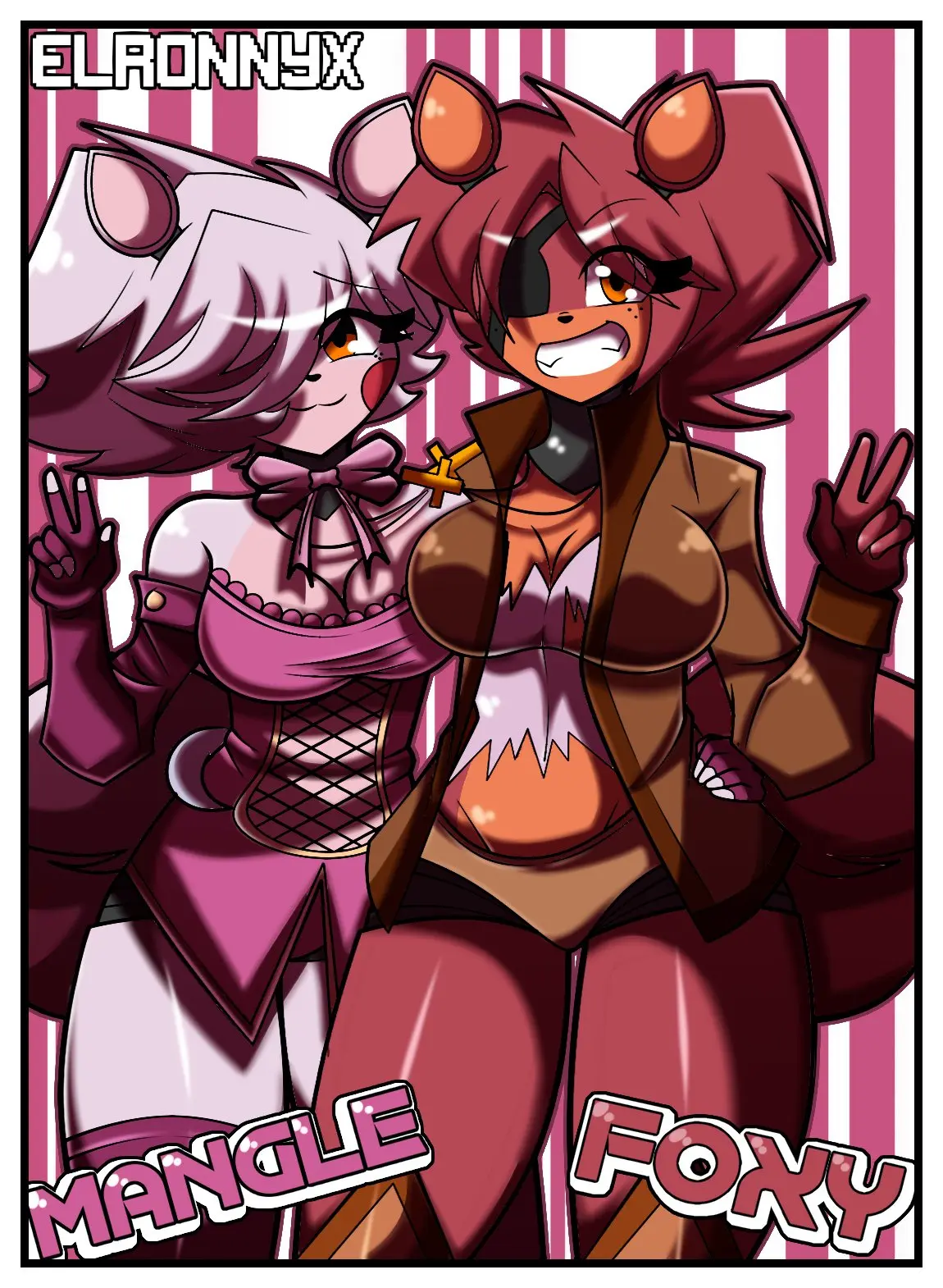 Image female,thick_thighs,tagme,five_nights_at_freddy's,foxy_(fnaf),five_nights_in_anime,mangle_(fnaf),elronnyx,foxy_(fnia),mangle_(fnia)