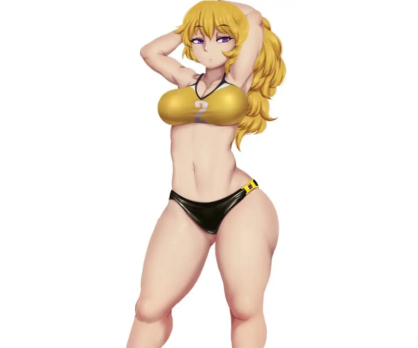 Image 1girls,big_breasts,breasts,female,female_only,hi_res,large_breasts,long_hair,looking_at_viewer,solo,navel,thick_thighs,thighs,ponytail,armpits,sports_bra,sportswear,arms_behind_head,cleavage,midriff,blonde_hair,legs,purple_eyes,busty,pose,posing,sensual,rwby,yang_xiao_long,tagme_(artist),sexy_armpits,buruma