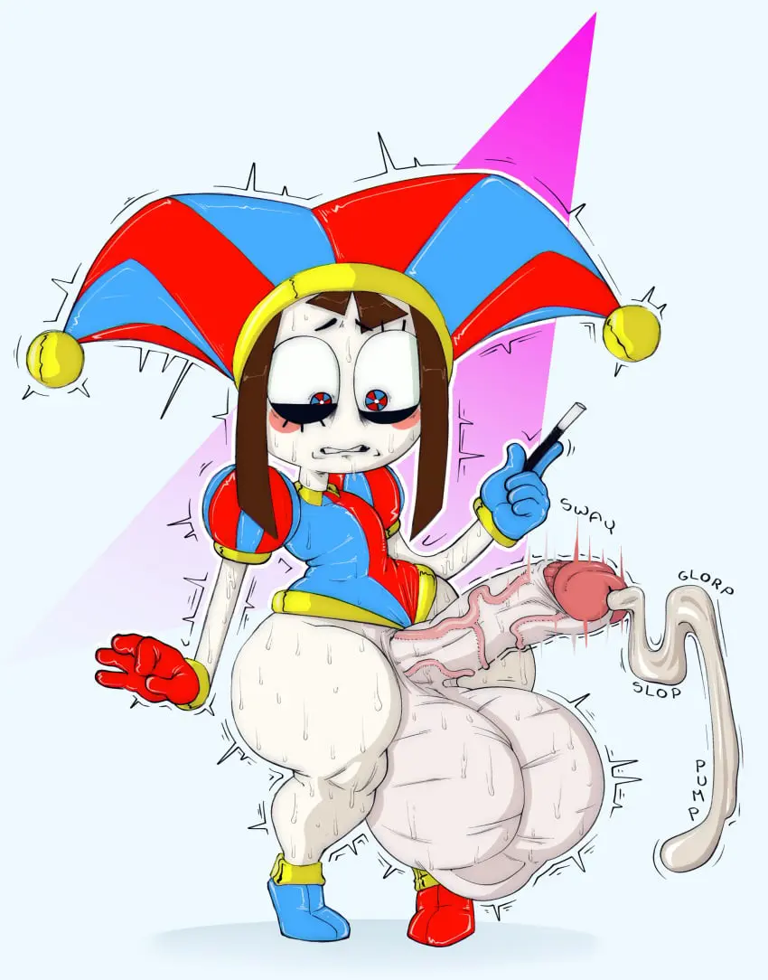 Image clothed,clothing,solo,standing,cum,penis,sweat,thick_thighs,1futa,erection,futanari,humanoid,humanoid_penis,intersex,wide_hips,balls,huge_cock,futa_only,handsfree_ejaculation,orgasm,bottomless,partially_clothed,huge_balls,hyper_balls,sweating,sweaty,2024,cumshot,gigantic_balls,gigantic_testicles,hyper,huge_hips,huge_testicles,oversized_balls,pomni,pomni_(the_amazing_digital_circus),the_amazing_digital_circus,pinched_mouth,peppyrobo