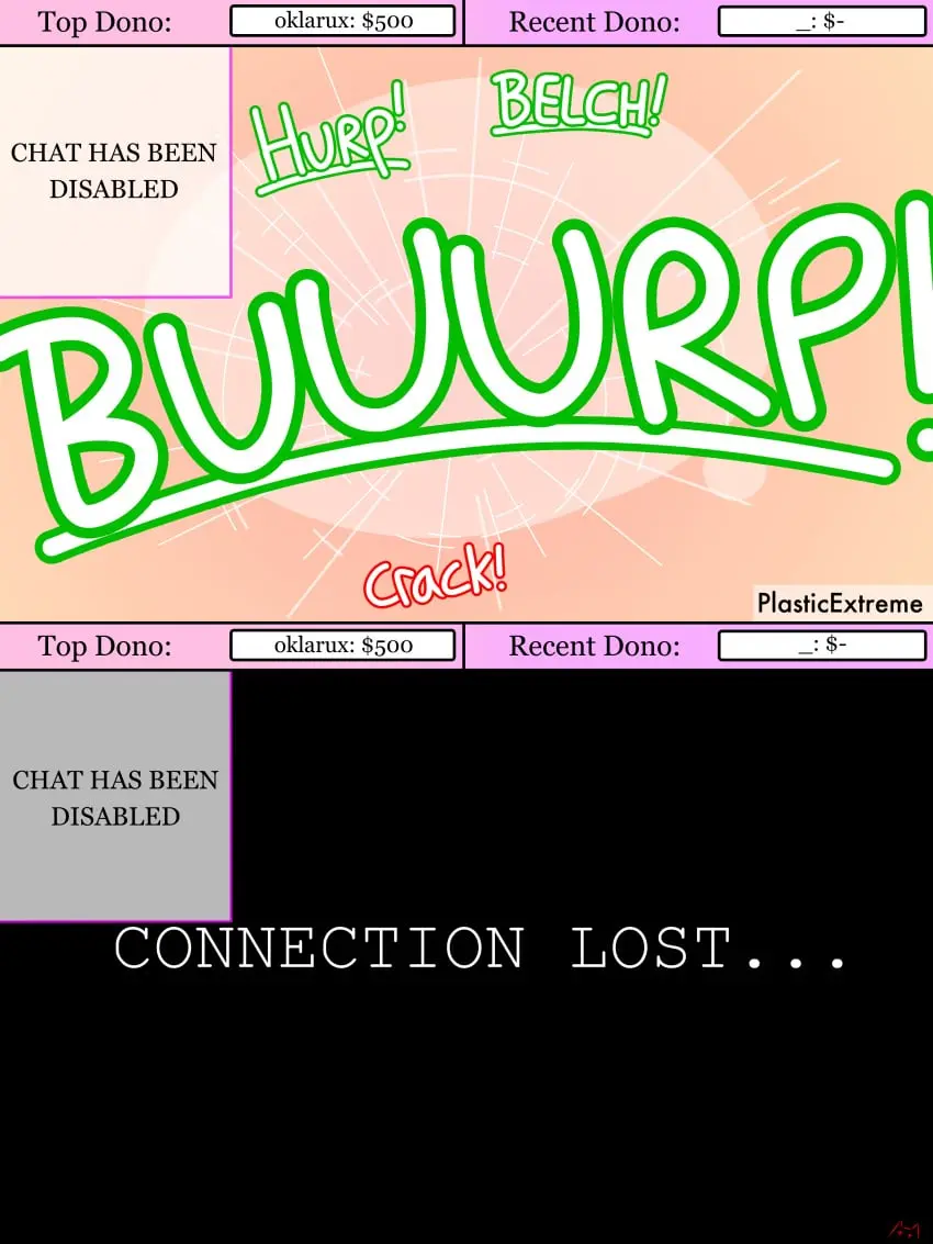 Image female,colored,tagme,comic,inflation,about_to_burst,burping,streamer,belly_expansion,plasticextreme,soda_inflation,cracked_screen