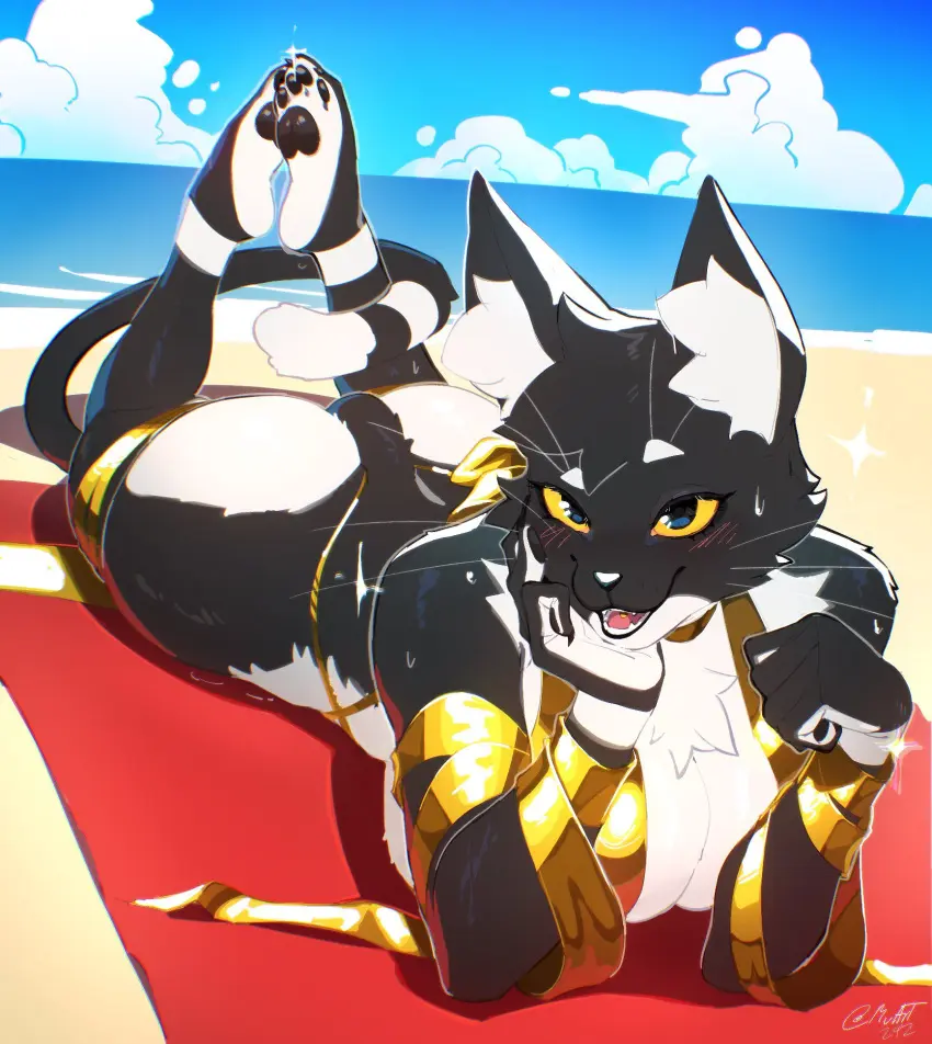 Image big_breasts,blush,breasts,female,hi_res,highres,smile,animal_ears,blue_eyes,tail,furry,ass,big_ass,big_butt,huge_ass,thick_thighs,thighs,beach,cat_ears,cat_girl,smiling,smiling_at_viewer,cleavage,gold_(metal),sideboob,furry_female,2d,original,original_character,cat_tail,outdoors,fur,claws,sand,2d_(artwork),big_thighs,5_fingers,2024,furry_only,large_ass,large_butt,2020s,large_thighs,tuft,yellow_sclera,gold_jewelry,bacardi_(muart242),beach_towel,ear_tuft,muart242