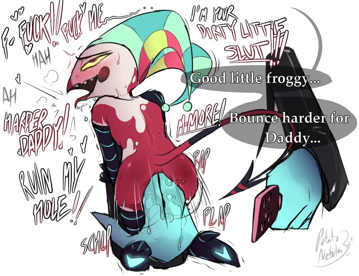Image 2023,blush,clothing,red_eyes,simple_background,white_background,male,tail,tongue_out,black_tail,tongue,ass,hat,sex,white_skin,duo,humanoid,kneeling,headwear,anal,eyebrows,eyelashes,headgear,teeth,text,anus,demon,gay,gay_sex,saliva,ambiguous_gender,penetration,glowing_eyes,sharp_teeth,bodily_fluids,multicolored_body,two_tone_body,rear_view,fingering,motion_lines,sound_effects,pink_headwear,anal_juice,bondage,cyborg,red_skin,white_body,speech_bubble,signature,eye_roll,demon_humanoid,helluva_boss,heart_symbol,moan,male_penetrated,glowing,red_body,mostly_nude,plap,black_clothing,machine,yellow_sclera,anal_fingering,pink_clothing,onomatopoeia,blue_clothing,cybernetics,red_tail,multicolored_skin,headgear_only,saliva_on_tongue,male_(lore),dirty_talk,black_eyebrows,imp,spade_tail,yellow_clothing,blue_hat,suit,disembodied_hand,spank_marks,hat_only,headwear_only,male/ambiguous,blush_stickers,blue_headwear,paddle,two_tone_tail,white_text,cybernetic_arm,daddy_kink,pink_hat,black_suit,two_tone_skin,humanoid_penetrated,fizzarolli_(helluva_boss),head_turned,fool's_hat,red_tongue,yellow_hat,cybernetic_limb,mostly_nude_male,cybernetic_leg,teal_clothing,stuttering,contact_onomatopoeia,impact_onomatopoeia,asmodeus_(helluva_boss),mostly_nude_humanoid,male_humanoid,yellow_headwear,ambiguous_penetrating,teal_hat,potatonebula,holding_paddle,ambiguous_penetrating_male,anal_juice_on_hand,multicolored_hat,teal_headwear