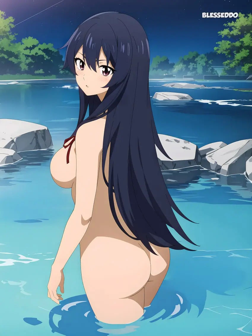 Image 1girls,big_breasts,breasts,female,solo,standing,nude,ass,big_ass,looking_back,water,standing_in_water,ai_generated,sideboob,nude_female,moon,night,partially_submerged,moonlight,lake,spankable_ass,hair_down,blesseddo,edens_zero,homura_kogetsu,lakeside