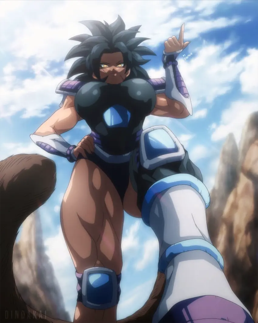 Image breasts,female,large_breasts,tail,yellow_eyes,muscular,original_character,dragon_ball,dark-skinned_female,worm's-eye_view,single_thighhigh,muscular_female,saiyan,spiky_hair,stepped_on,dindakai,emite_(icydud3)