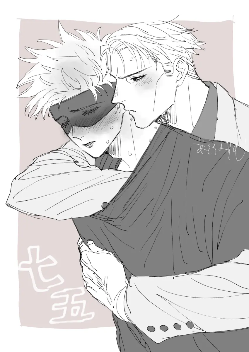 Image male,2boys,male/male,male_only,yaoi,gay,looking_pleasured,horny_male,jujutsu_kaisen,satoru_gojo,kento_nanami
